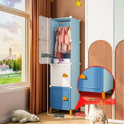Modern Household Wardrobe Bedroom Furniture Organizer Rack Multilayer Plastics Storage Cabinets Of Collapsible Children Locker