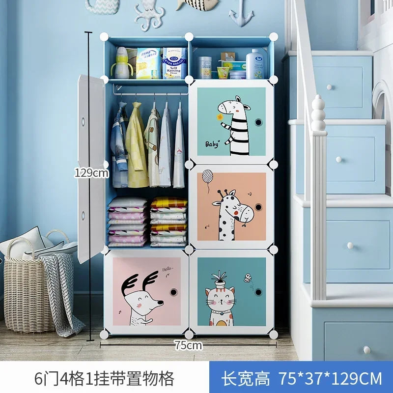 Baby Storage Organizer Wardrobe Dressers Closet Cube Wardrobe Plastic Armarios Para Sala De Estar Bedroom Furniture LQXP