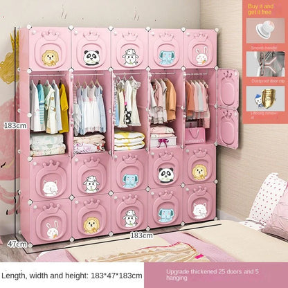Modern Simplicity Children Bedroom Furniture Folding Wardrobe Cabinets Storage Locker Plastic Collapsible Box Clothes Closet