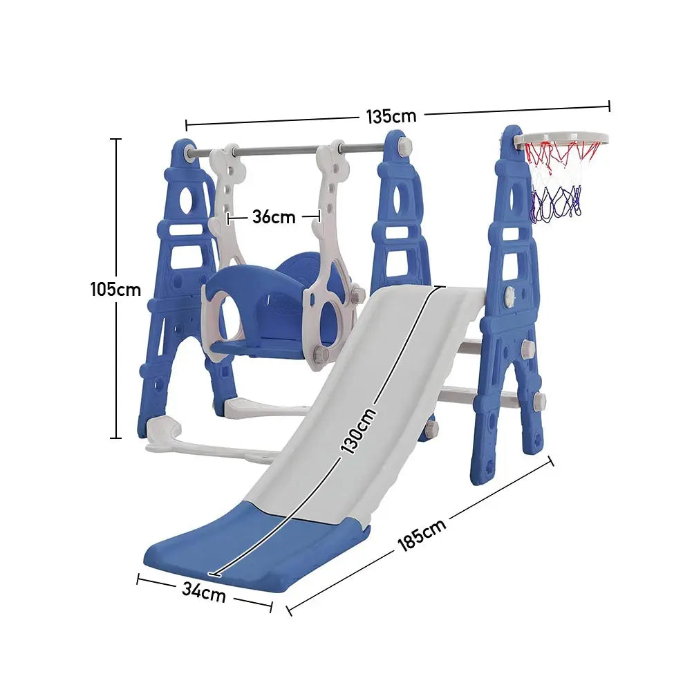 BabyBlush Toddler Swing, Slide & Basketball Playset