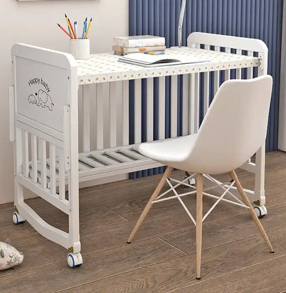 European Style 6-in-1 White Wooden Baby Crib
