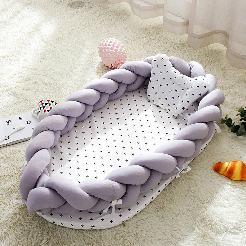 Portable Baby Nest Pillow – Bed-in-Bed Bionic Baby Lounger with 3D Protection