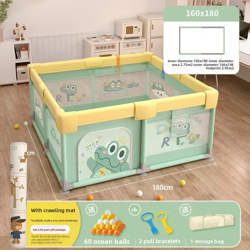 Safety Fence Foldable Baby Playpen Indoor Toddler Activity Area Crawling Mat Easy Assembly Non-Toxic Materials Indoor Playground