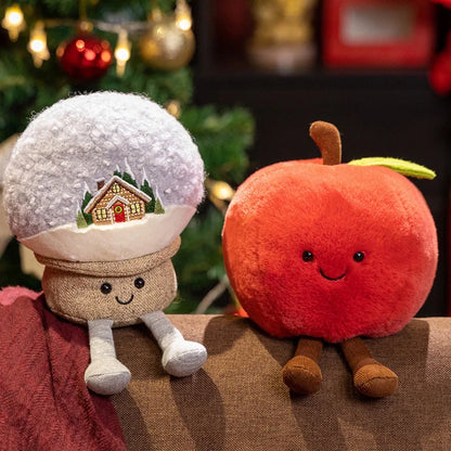 Cute Christmas Series Plush Toy Stuffed Soft Christmas Tree,Snow Globe, Apple Soft Doll Kids Christmas Gift Home Decoration