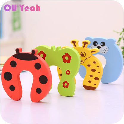 10Pcs  Baby Safety For Newborn Furniture Protection Card Door Stopper Security Cute Animal Care Child Lock Finger Protector