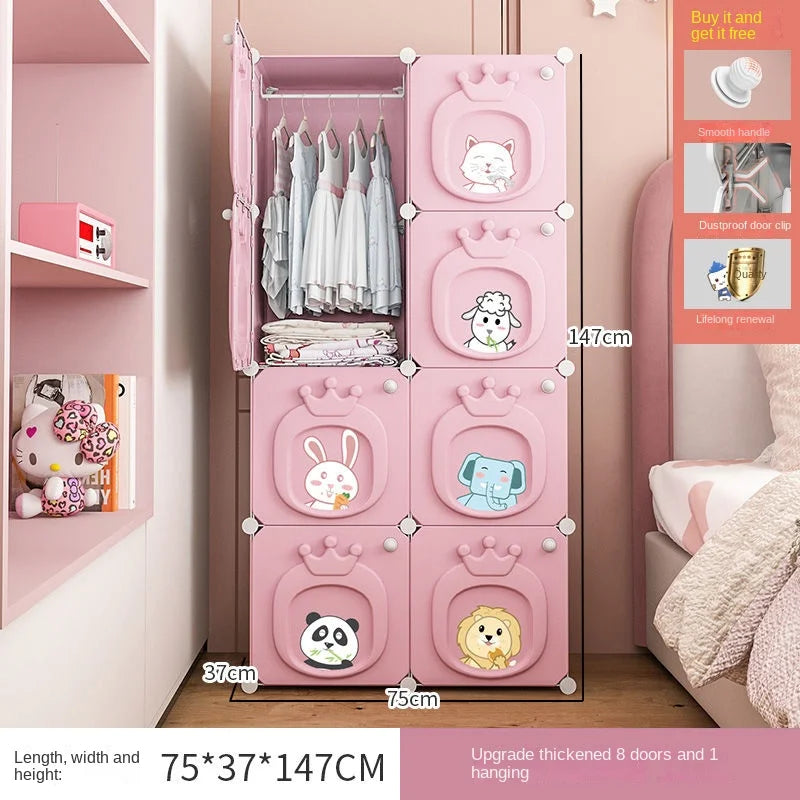 Modern Simplicity Children Bedroom Furniture Folding Wardrobe Cabinets Storage Locker Plastic Collapsible Box Clothes Closet