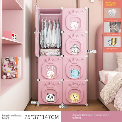 Modern Simplicity Children Bedroom Furniture Folding Wardrobe Cabinets Storage Locker Plastic Collapsible Box Clothes Closet