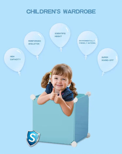 Diy Foldable Bedroom Organizer Closet Baby Wardrobe Plastic Kids Plastic Storage Cabinet Wardrobe For Clothes