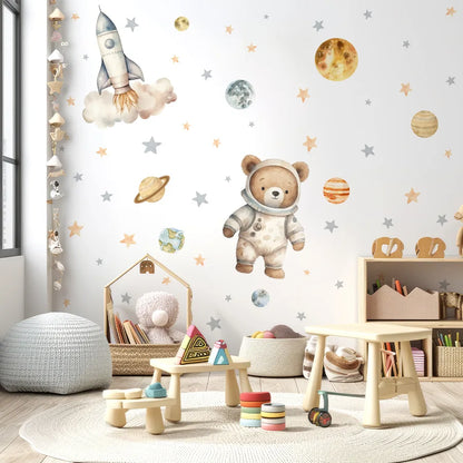 Astronaut Bear Wall Stickers – Dream Big, Little Explorer