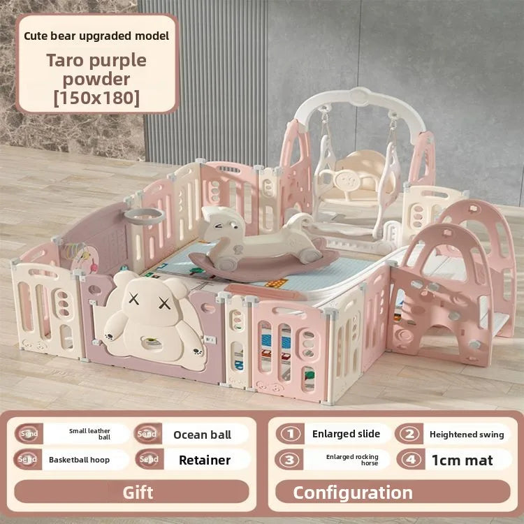 Kids Indoor Safety Playpen Foldable Baby Barrier Slide Swing Fun Activity Center Toddlers Home Use Secure Protective Play Area