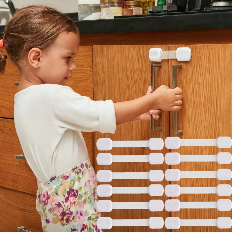 Baby Safety Lock Drawer Child Safety Cabinet Locks Adhesive Cabinet for Drawer Door Latches Baby Safe Straps Child Door Security