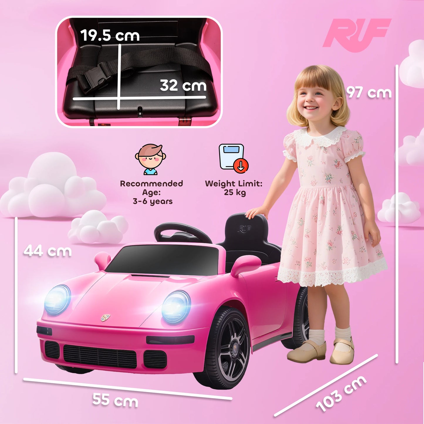 BabyBlush Pink Electric Ride-On Sports Car with Remote Control