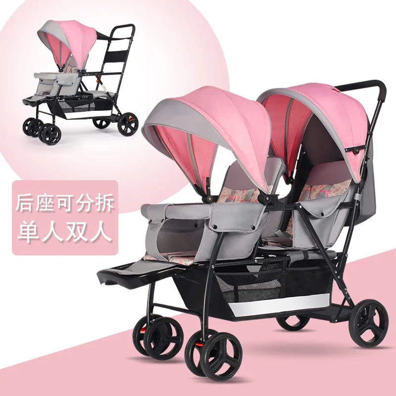 2025The Twin Strollers Sit Back and Forth in The Wheelbarrow, The Size of The Trolley, The Twin Trolley Can Sit and Lie Down.