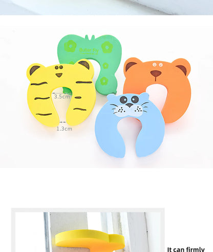 10Pcs  Baby Safety For Newborn Furniture Protection Card Door Stopper Security Cute Animal Care Child Lock Finger Protector