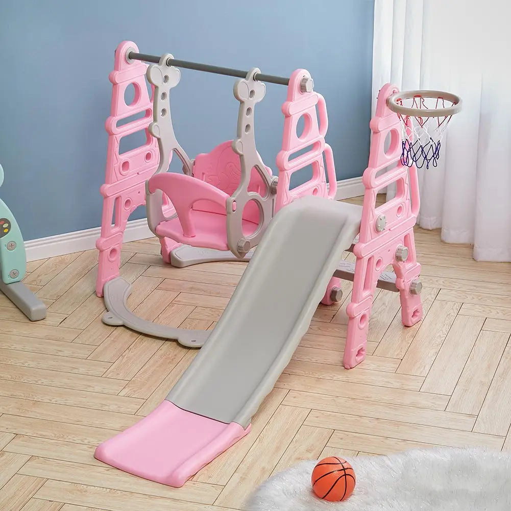 BabyBlush Toddler Swing, Slide & Basketball Playset