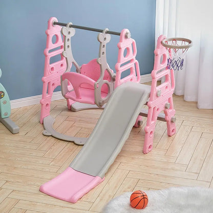BabyBlush Toddler Swing, Slide & Basketball Playset