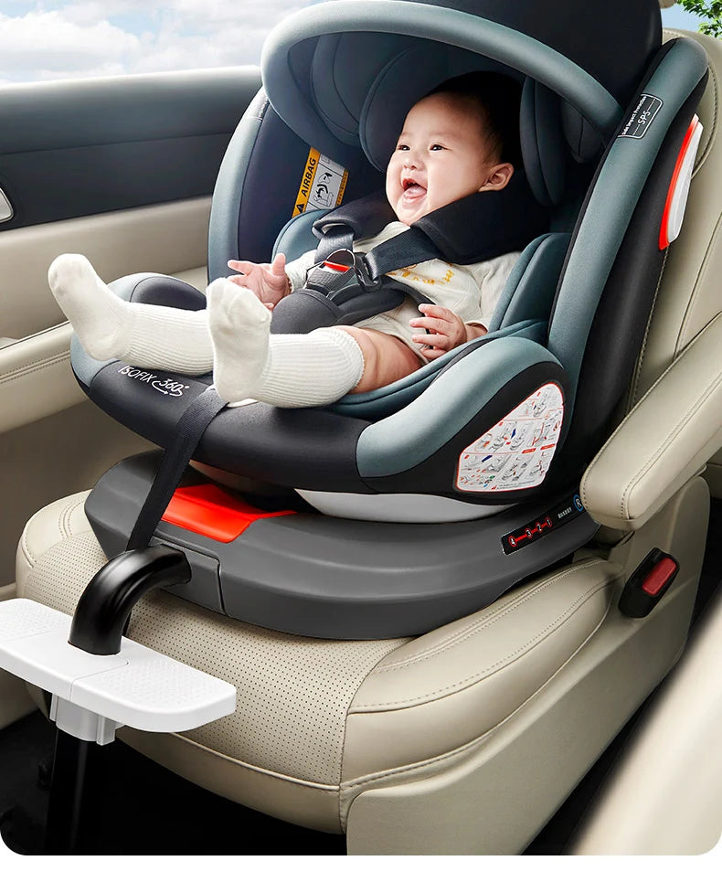 Child Car Safety Seats with ISOFIX for Baby Adjustable 360 Rotating Direction Angle 0-12 Years Suitable Car Seat with Footrest