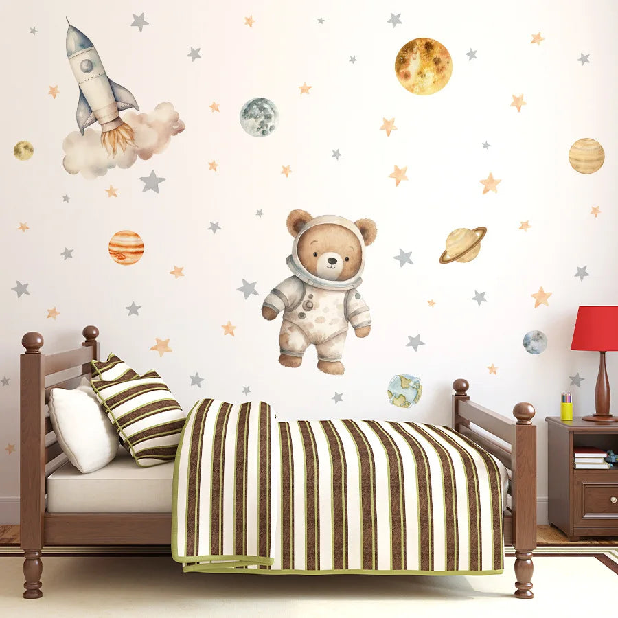 Astronaut Bear Wall Stickers – Dream Big, Little Explorer