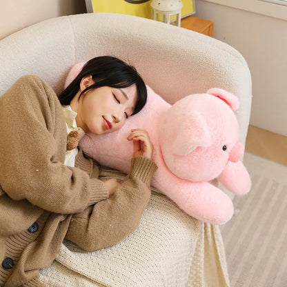 Pink Pig Soft Stuffed Plush Toys Lie Down Cute Pig Dolls Love Tail Cushion Stuffed Plushies Valentine's Day Gifts For Girls