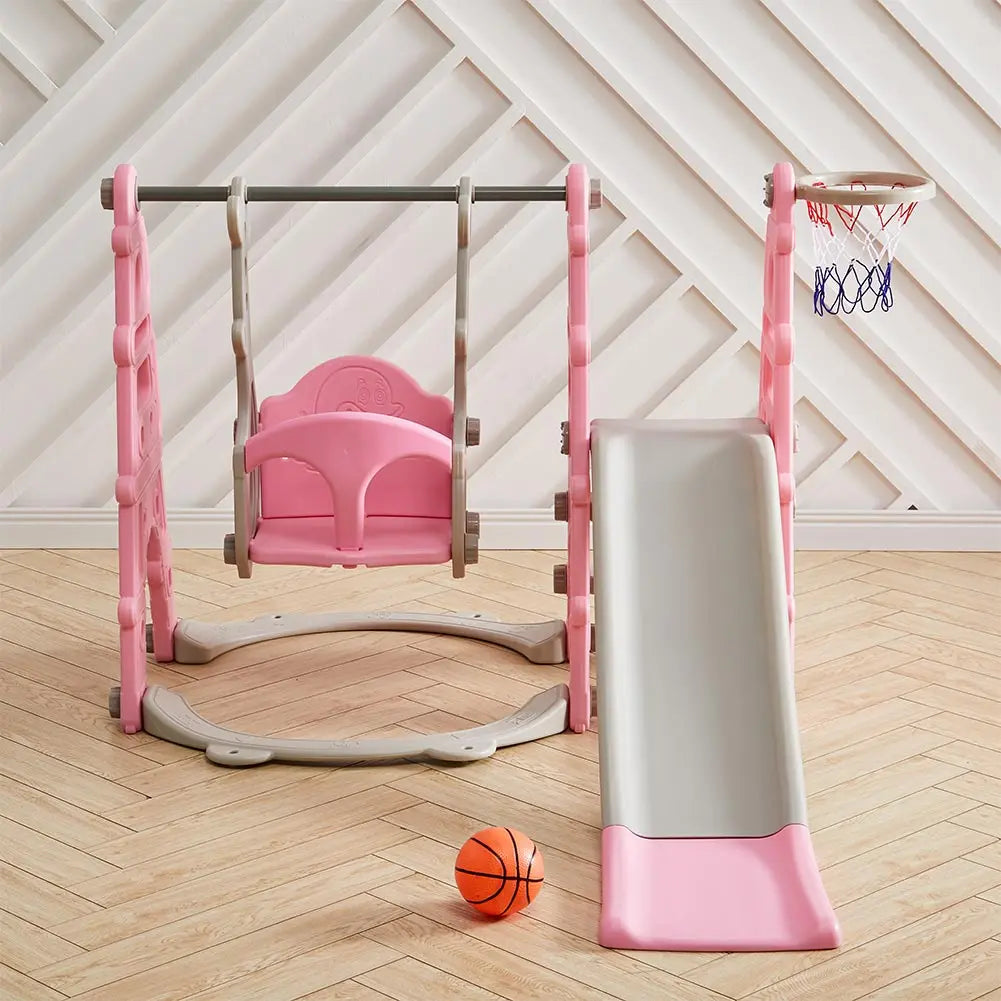 BabyBlush Toddler Swing, Slide & Basketball Playset