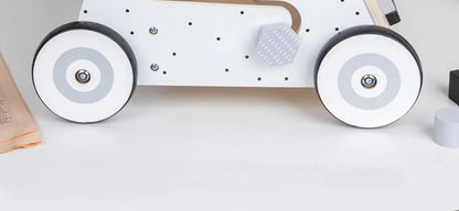 Wooden Baby Walker Cart - Anti Rollover & O-Shaped Leg Design, Adjustable Multifunctional Learning Walking Toy for Toddlers