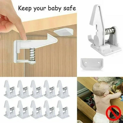 5/10Pcs Baby Cabinet Locks Invisible Closet and drawer Lock Child Security Protector No Drilling Installation White
