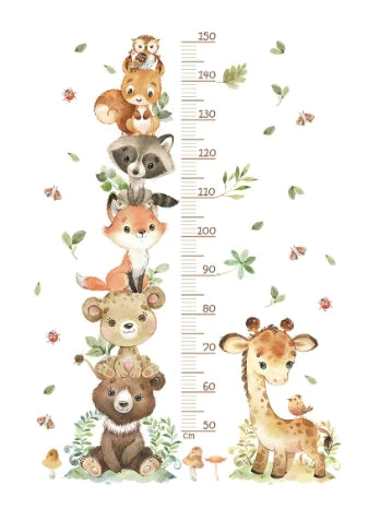 Animal Height Chart Wall Stickers – Track Every Precious Inch