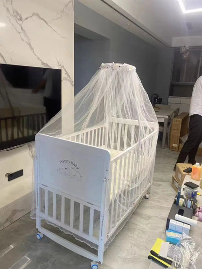 European Style 6-in-1 White Wooden Baby Crib