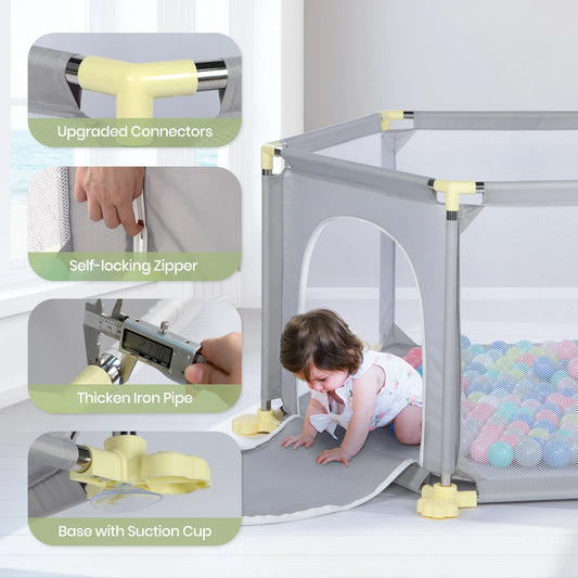 BabyBlush 6-Panel Baby Playpen with 30 Play Balls
