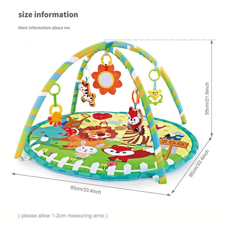 Baby Play Gym Play Mat Tummy Time Fitness Frame Activity Rack with 5 Detachable Toys Newborn Sensory Skill Development Kids Rug