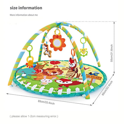 Baby Play Gym Play Mat Tummy Time Fitness Frame Activity Rack with 5 Detachable Toys Newborn Sensory Skill Development Kids Rug