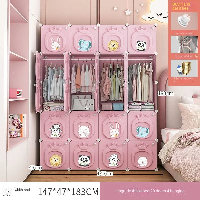 Modern Simplicity Children Bedroom Furniture Folding Wardrobe Cabinets Storage Locker Plastic Collapsible Box Clothes Closet