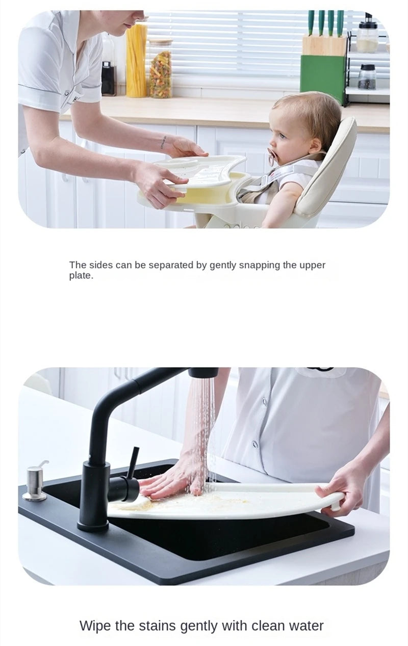 Convertible Baby High Chair, Highchair/Booster/Chair with Removable Tray, Adjustable Metal Legs, 5-Point Harness PU Cushion