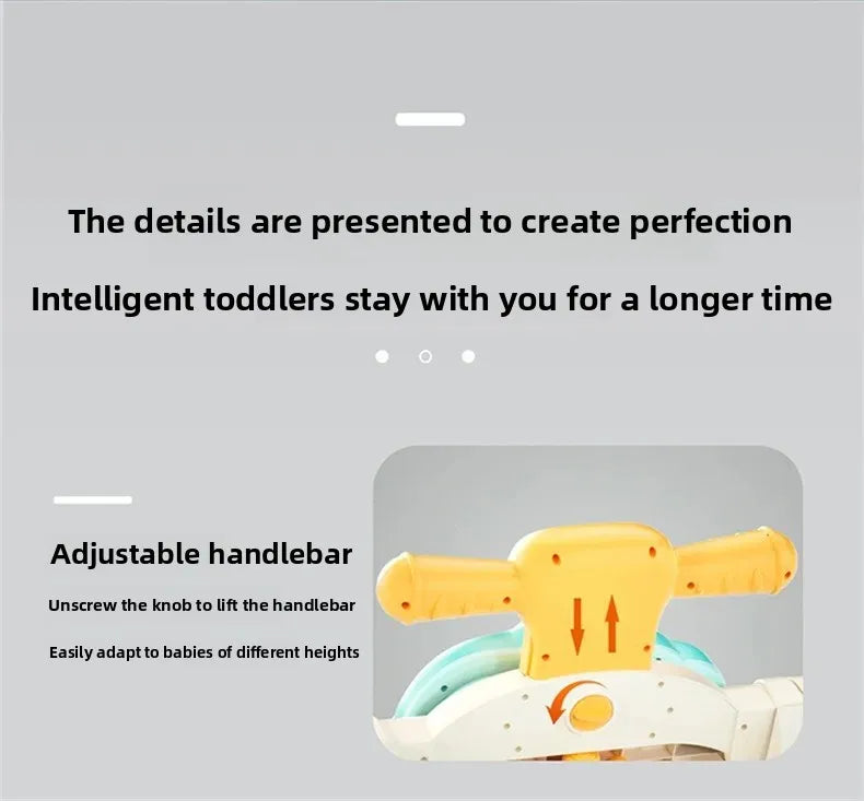Three-in-One Early Education Baby Walker Stroller Steerable Anti-Tip Multifunctional Toddler Toy Car for Babies Learning to Walk
