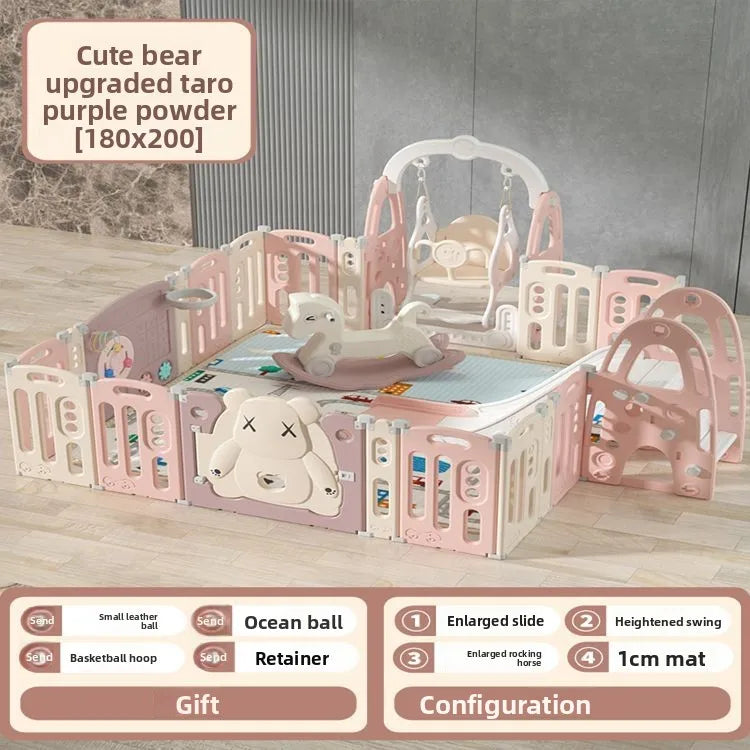 Kids Indoor Safety Playpen Foldable Baby Barrier Slide Swing Fun Activity Center Toddlers Home Use Secure Protective Play Area