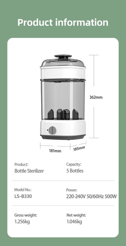 Baby Electric Steam Bottle Sterilizer Feeding Bottle Sterilizers Milk Warmer Electric Kid Bottle Sanitizer with Timer