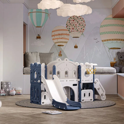 BabyBlush Indoor Kids Playset with Slide & Basketball Hoop