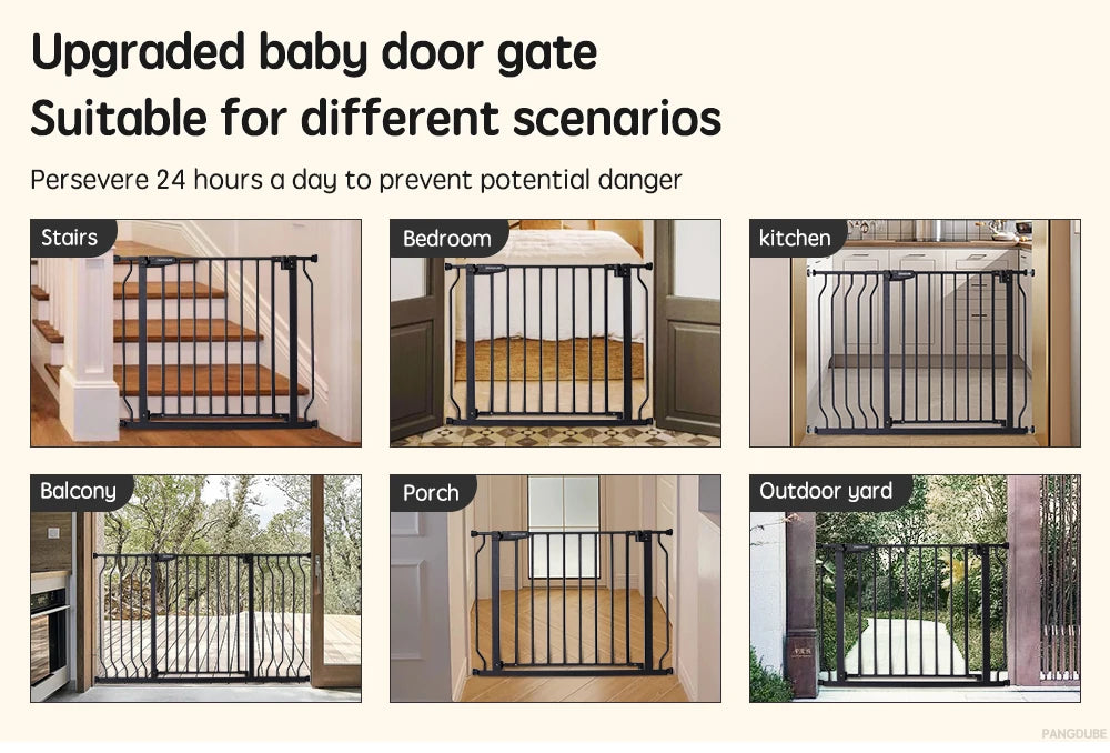 75~147cm Fence Playpen Baby Gate Children's Safety Barrier Stair Security Door for Dogs Pressure-mounted Baby Safety Gate