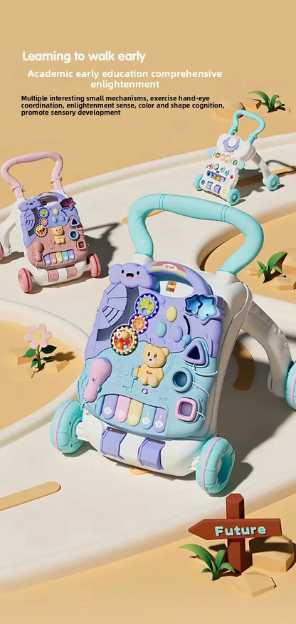 Anti-Tip Baby Walker Push Cart Toy for Learning to Walk 3-18 Months Hand Push Step Assisting Child Development Products