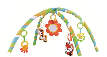 Baby Play Gym Play Mat Tummy Time Fitness Frame Activity Rack with 5 Detachable Toys Newborn Sensory Skill Development Kids Rug