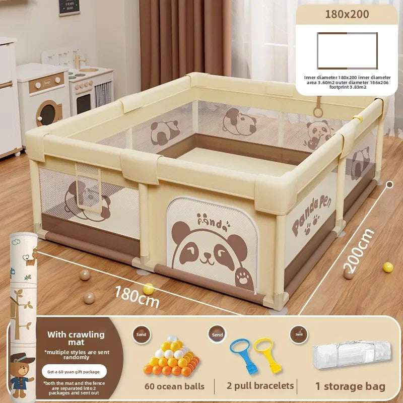 Safety Fence Foldable Baby Playpen Indoor Toddler Activity Area Crawling Mat Easy Assembly Non-Toxic Materials Indoor Playground