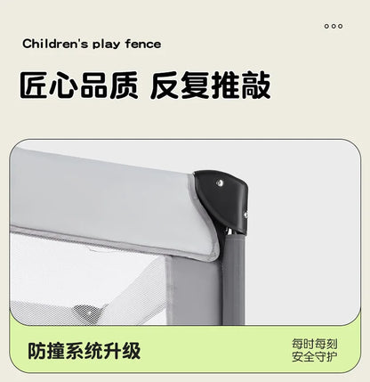 Portable Playpen Bed with Protective Fence, Foldable Safety Crib for Toddler, Multifunctional Baby Bed and Home Activity Center