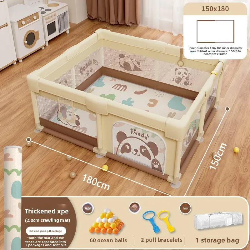 Safety Fence Foldable Baby Playpen Indoor Toddler Activity Area Crawling Mat Easy Assembly Non-Toxic Materials Indoor Playground