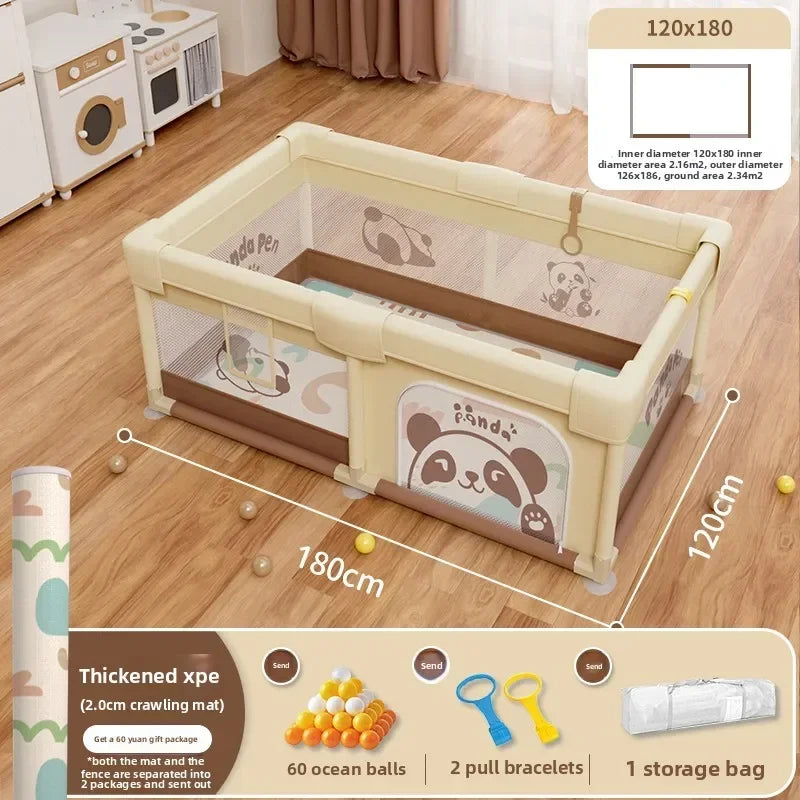 Safety Fence Foldable Baby Playpen Indoor Toddler Activity Area Crawling Mat Easy Assembly Non-Toxic Materials Indoor Playground