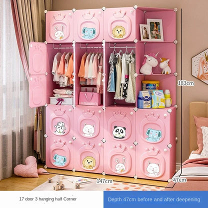 Modern Simplicity Children Bedroom Furniture Folding Wardrobe Cabinets Storage Locker Plastic Collapsible Box Clothes Closet