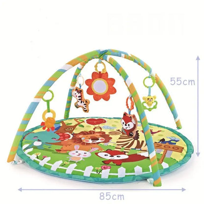 Baby Play Gym Play Mat Tummy Time Fitness Frame Activity Rack with 5 Detachable Toys Newborn Sensory Skill Development Kids Rug