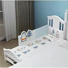 1.2m Convertible Wooden Baby Crib with Diaper Table & Mosquito Net