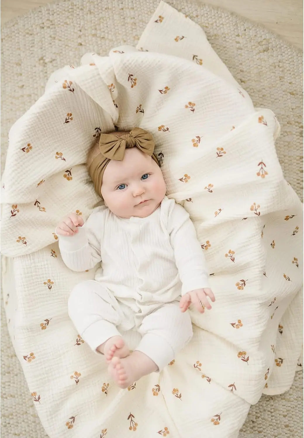 Baby cotton yarn quilt three-piece wrapping towel newborn six-layer wrapping blanket