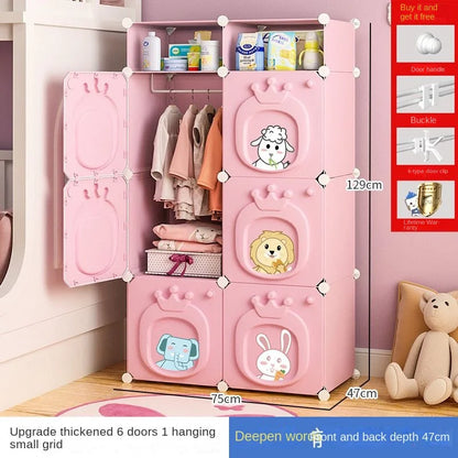 Modern Simplicity Children Bedroom Furniture Folding Wardrobe Cabinets Storage Locker Plastic Collapsible Box Clothes Closet