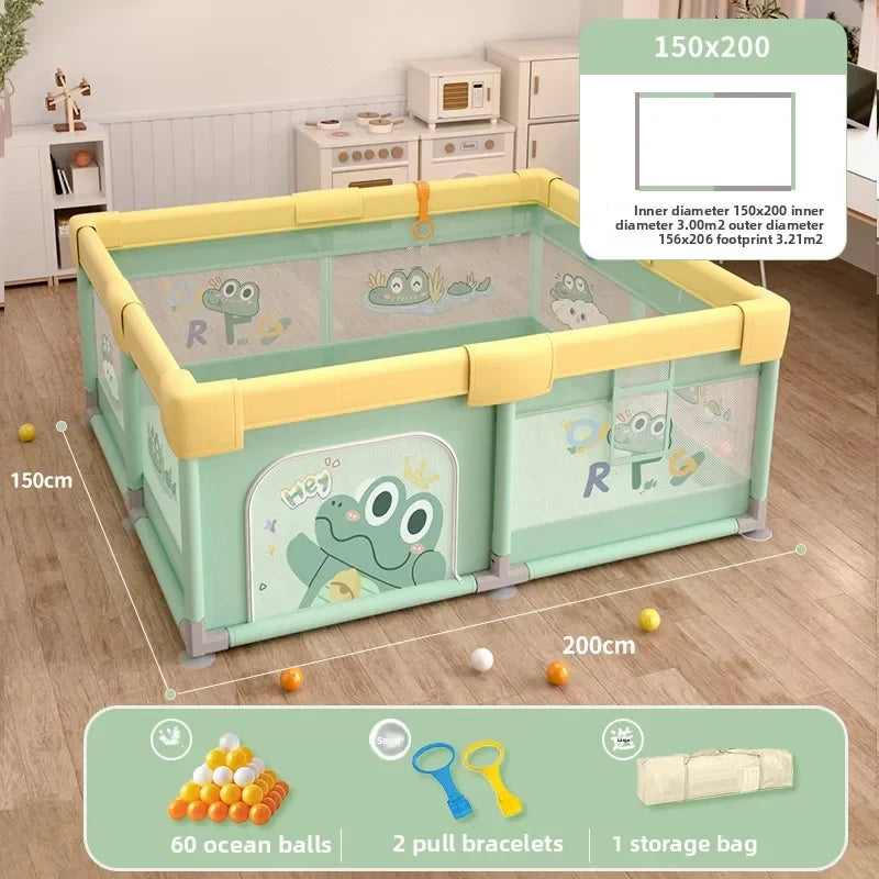 Safety Fence Foldable Baby Playpen Indoor Toddler Activity Area Crawling Mat Easy Assembly Non-Toxic Materials Indoor Playground